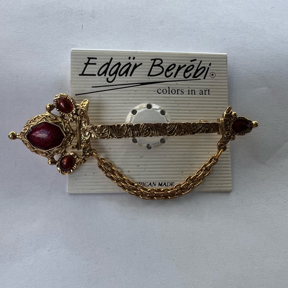 Vintage Edgar Berebi Gold Tone Bar Brooch/Pin